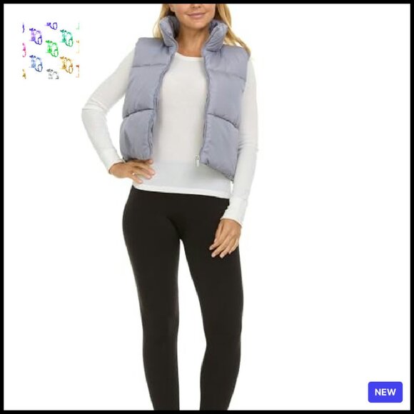 Cropped Puffer Vest Sleeveless Outerwear Chic Minimal Winter Layering Piece - Picture 4 of 8